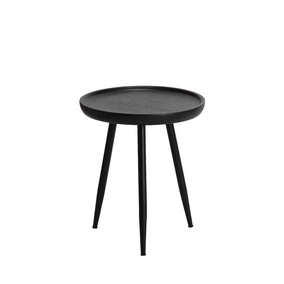image 1 of MH London Chervey Round Side Table Solid  Wood End Table with Metal Tri-Pin Legs Small