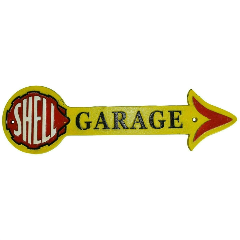 image 1 of Shell Arrow Fuel Cast Iron Sign Plaque Wall Garage Petrol Shop Garage Workshop