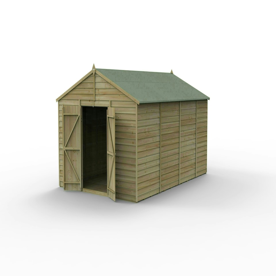 image 1 of Forest Garden 10x15 4LIFE Apex Shed 25yr Guarantee Overlap Pressure Treated- Double Door - No Windows Brown