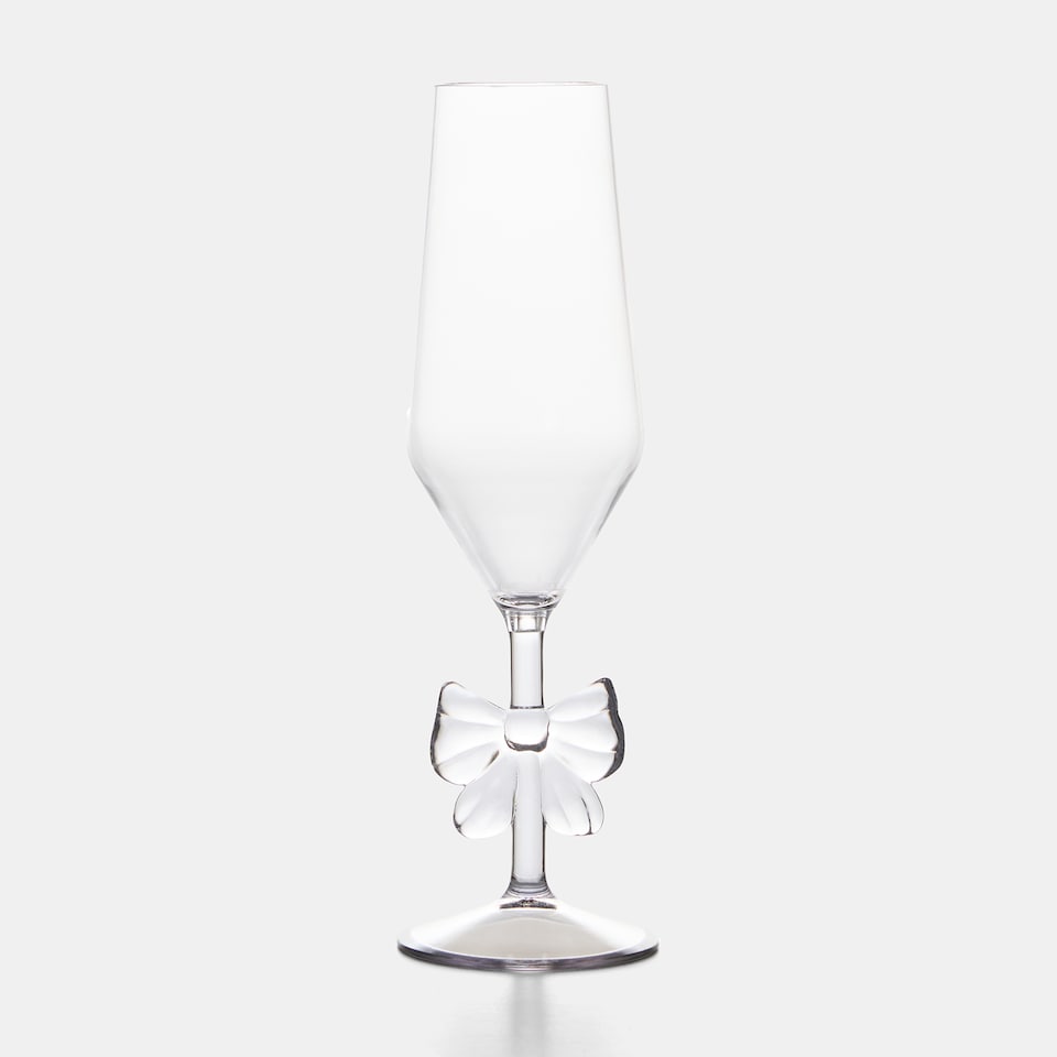 image 1 of OHS Set of 2 Bow Picnic Wine Glasses Plastic Reusable Champagne Flute