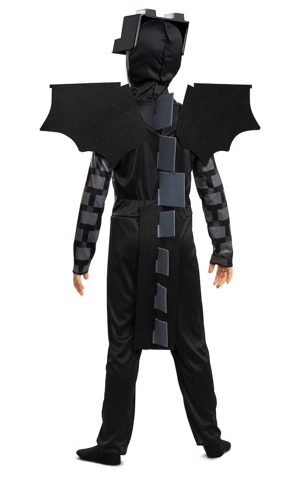 image 1 of Minecraft Ender Dragon Costume – Boys Officially Licensed 2-Piece Fancy Dress Outfit, Black, Ages 5-10