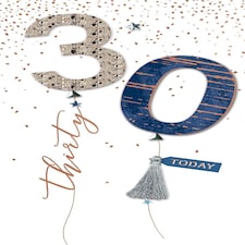 Embellished Balloons Thirty Male 30th Birthday Card