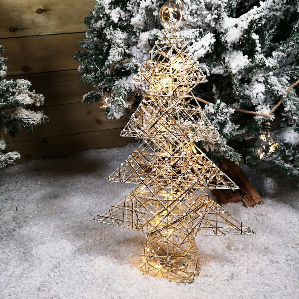 image 1 of 60cm Battery Operated Gold Woven Christmas Tree with White LEDs