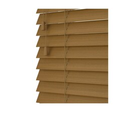 90cm Truffle Faux Wood Venetian Blinds with String (120cm Drop) | Brown | Brown