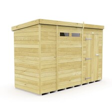 10 x 4 Feet Pent Security Shed - Single Door - Wood - L118 x W302 x H201 cm | Brown