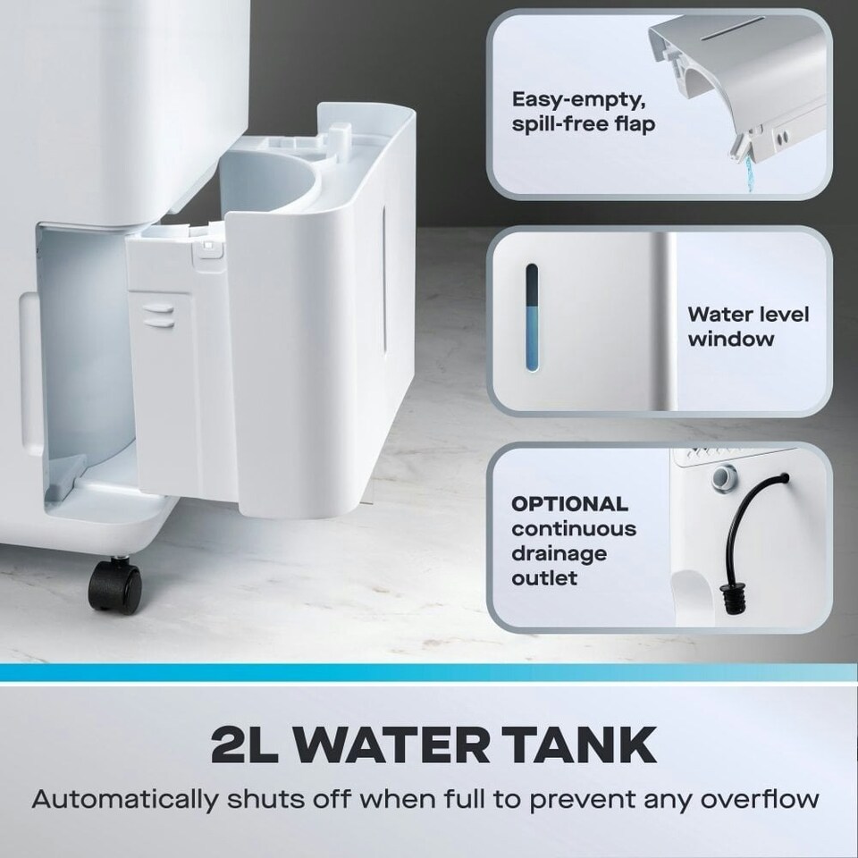 image 1 of 2-in-1 Daewoo 12L Dehumidifier & Air Purifier with Laundry, Quiet & Continuous Drain