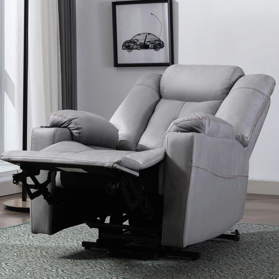image 1 of Afton Technology Fabric Single Motor Rise Recliner Lift Mobility Chair (Grey)