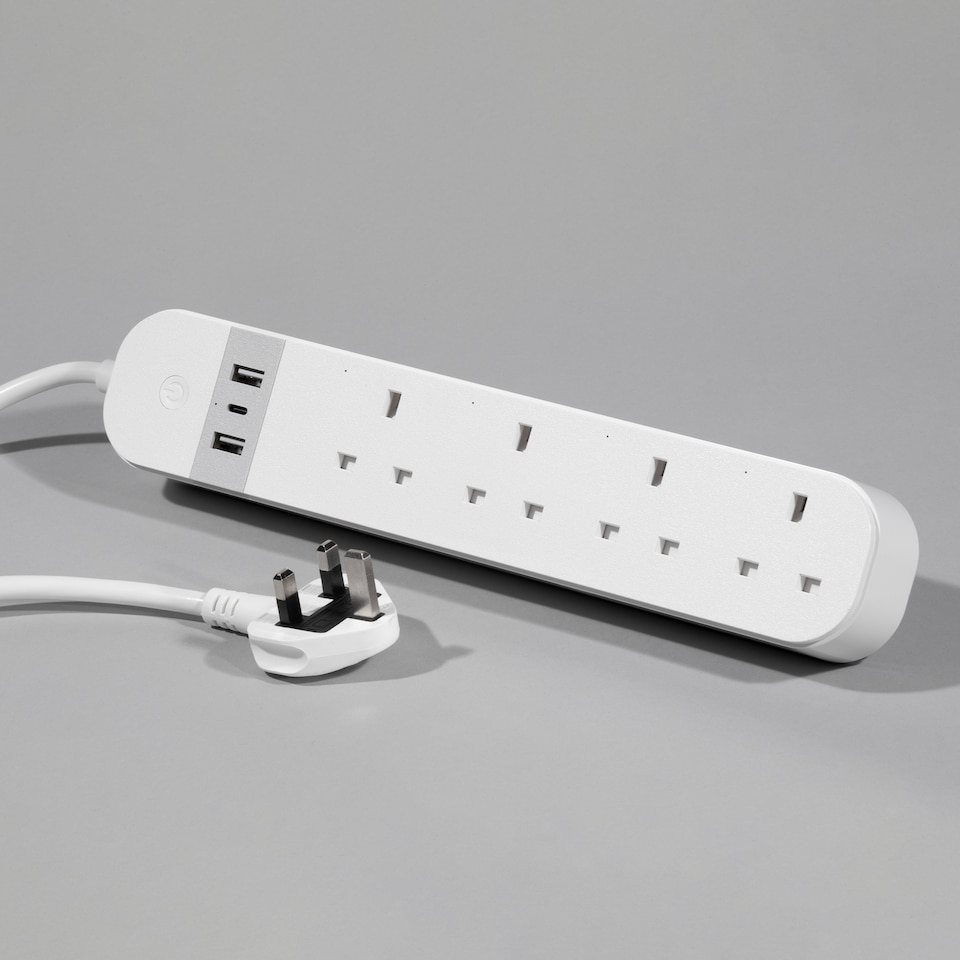 image 1 of Daewoo Smart WiFi Extension Lead Power Strip with USB Plug 4 Way Socket Energy Monitor Alexa & Phone APP Control