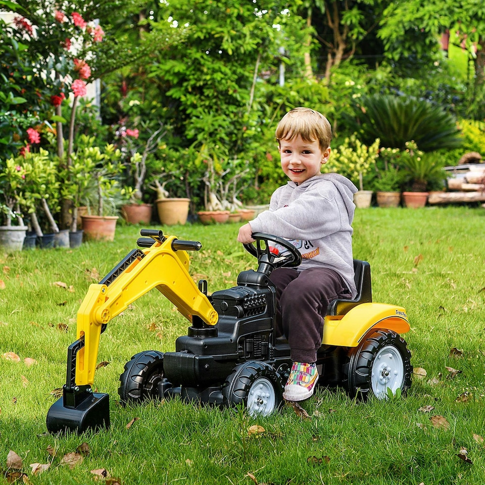 image 1 of HOMCOM Kids Ride on Digger Pedal Go Kart Play Construction Car for 3 - 6 Years