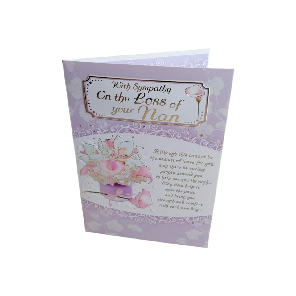 image 1 of With Sympathy On Loss of Your Nan Silver Foiled Card