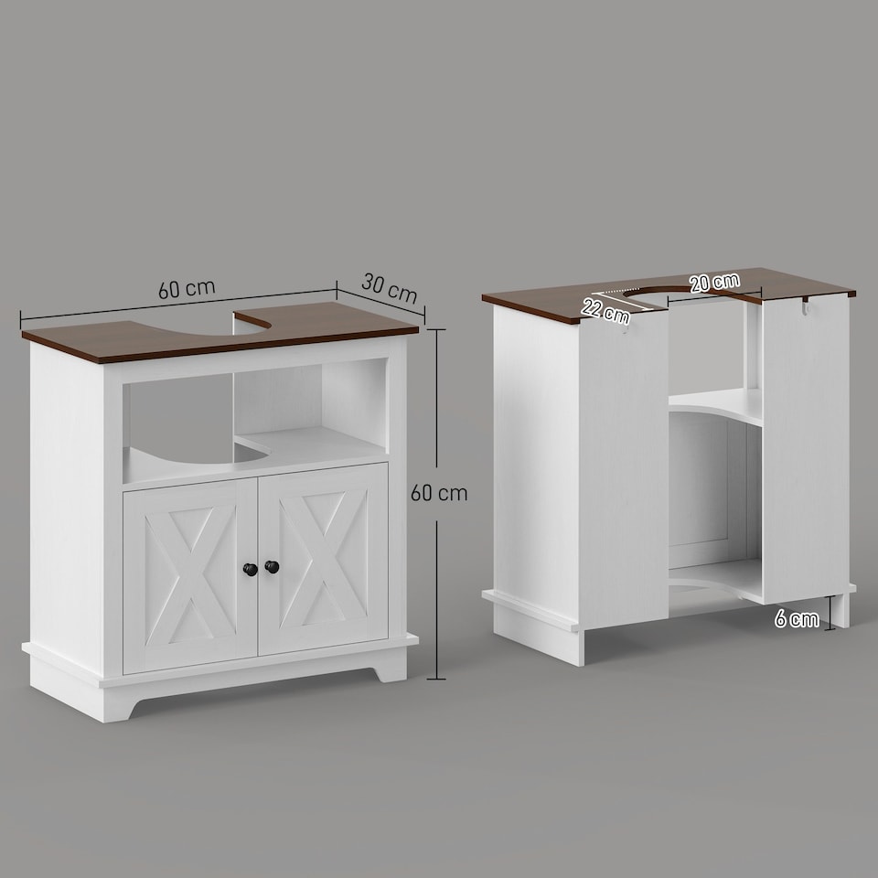 image 1 of kleankin Bathroom Sink Cabinet, Freestanding Under Sink Cabinet Adjustable Shelf | Multi | 60 x 30 x 60