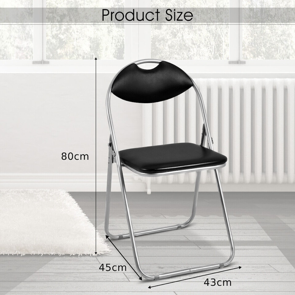 image 1 of COSTWAY Set of 6 Folding Metal Chair Padded Kitchen Dining Seat U shaped Guest Chair