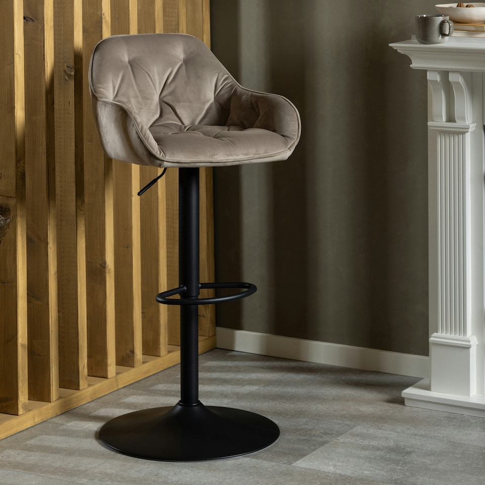 image 1 of Brooke Swivel Bar Stool with Height Adjustable Function in Beige.