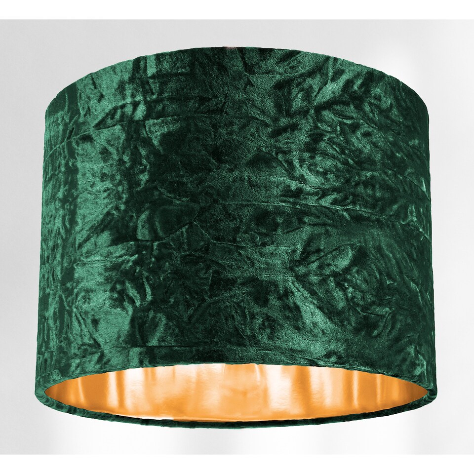 image 1 of Modern Green Crushed Velvet 10 Inch Table-Pendant Lampshade with Shiny Copper Inner | Green