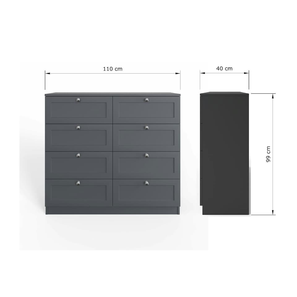 image 1 of FWStyle Artus Shaker 8 Drawer Chest Of Drawers Matt Grey