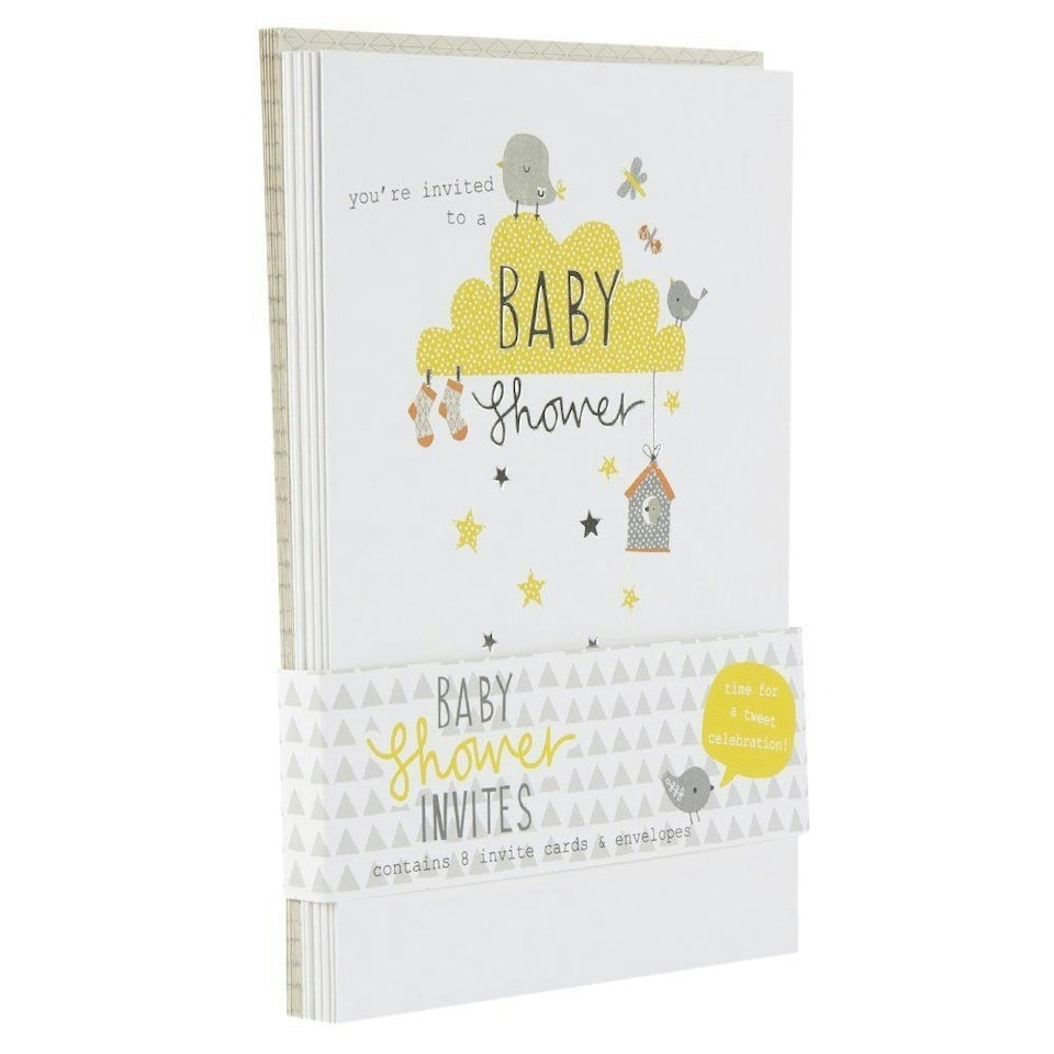image 1 of Hallmark Baby Invitations 'Tweet Baby Shower' Pack of 8 Cards