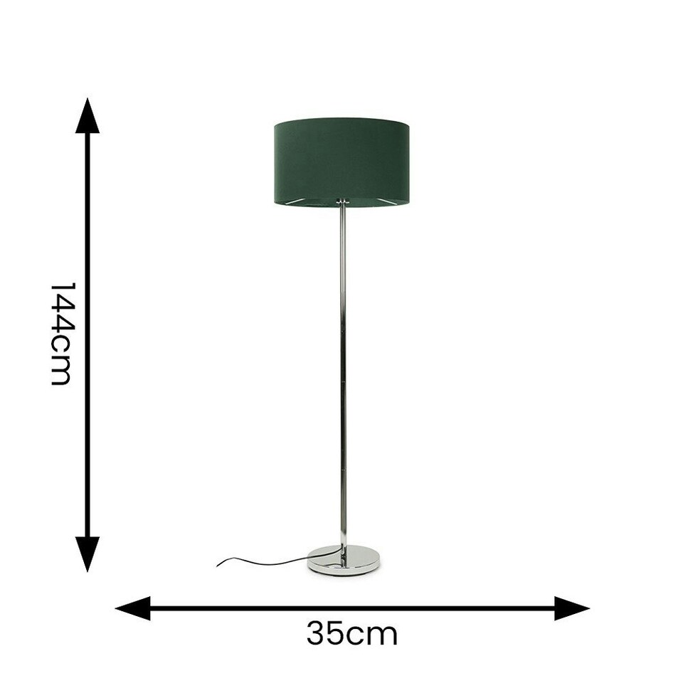 image 1 of ValueLights Silver Floor Lamp with Large Forest Green Shade Green
