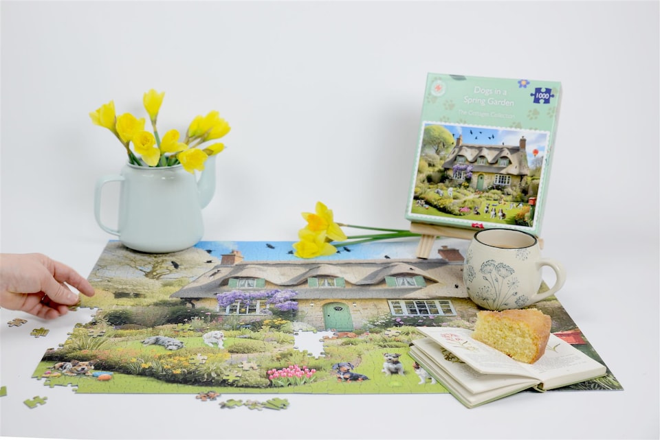 image 1 of Dogs In A Spring Cottage Garden 1000 Piece Jigsaw