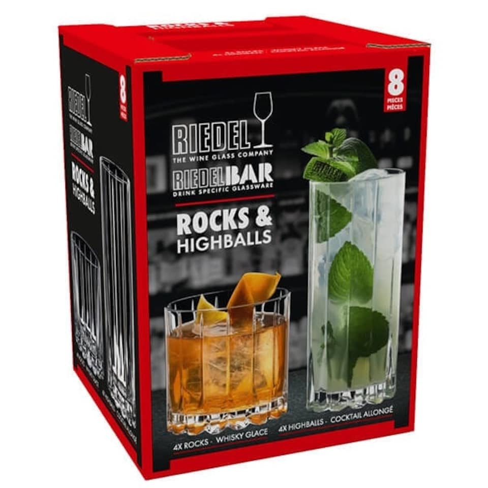 image 1 of Riedel Bar Set of 8 Rocks & Highball Glasses