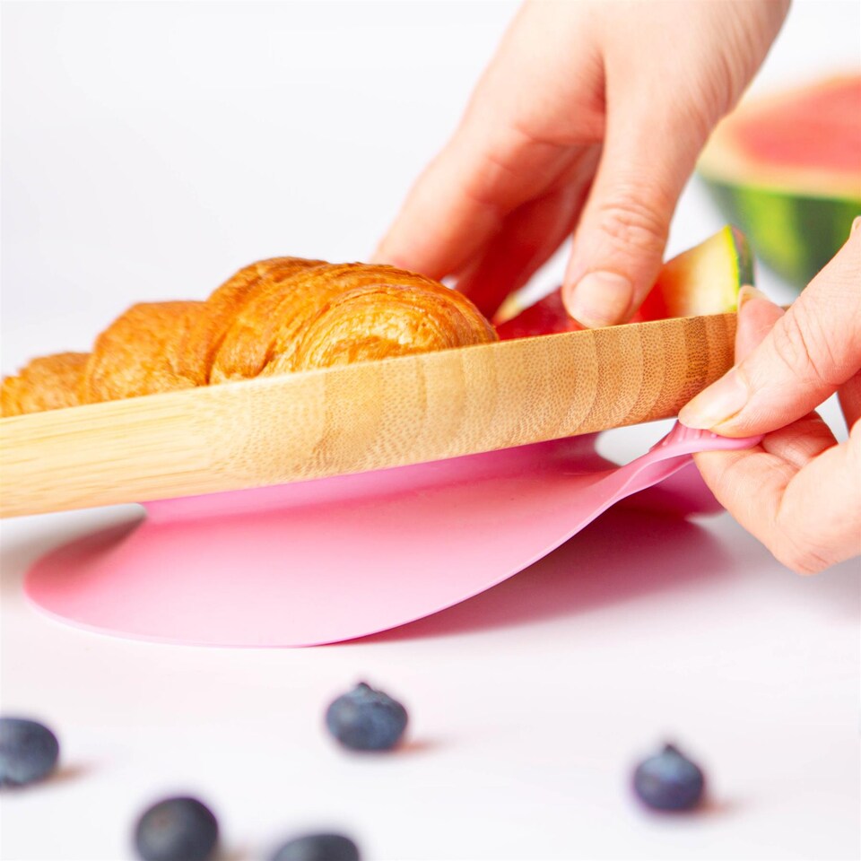 image 1 of Tiny Dining Children's Bamboo Suction Plate - Pink | Pink | Pink
