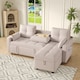 image 6 of FENCHILIN Sofa Bed with Pull-Out Sleeper Reversible Chaise Drop-Down Cup Holder Side Pockets Beige