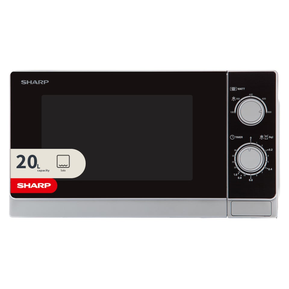 image 1 of Sharp 20L Silver 800W Manual Microwave with Defrost & 5 Power Levels