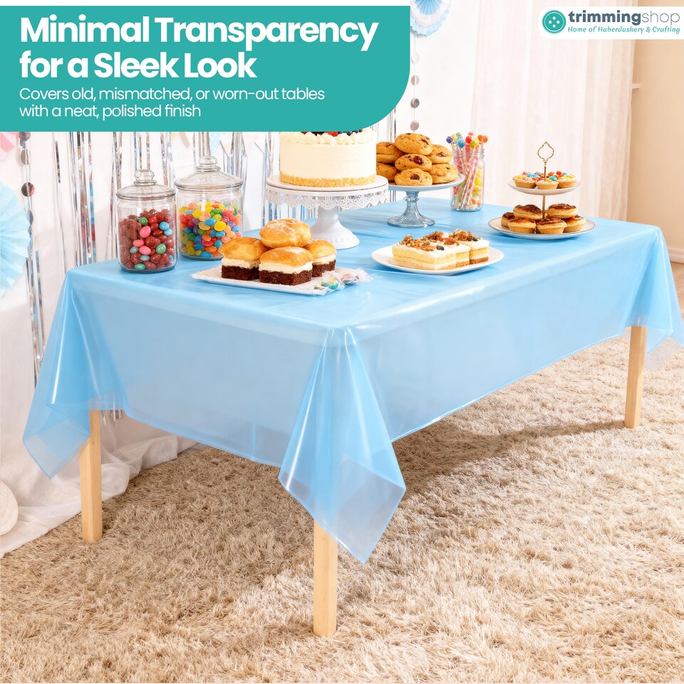 image 1 of Disposable Plastic Table Cover, Table Liner - 54" x 72"