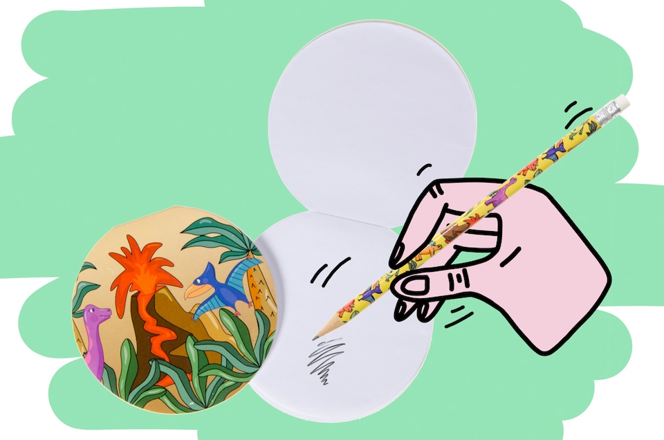 image 1 of Pack of 12 Round Dinosaur Design Notebook 8cm