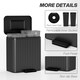 image 6 of HOMCOM 2 x 20L Double Rubbish Bin, Pedal Bin with Soft-Close Lid Black | 40L