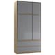 image 1 of 120cm 3 Sliding Doors Children Kids Wardrobe Bedroom Storage Closet Hanging Rail | Multi | Oak with Grey Doors | 1
