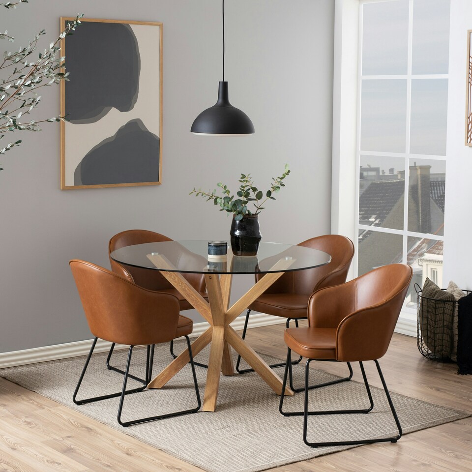image 1 of Heaven Round Dining Table with Glass Top 119x75.5cm