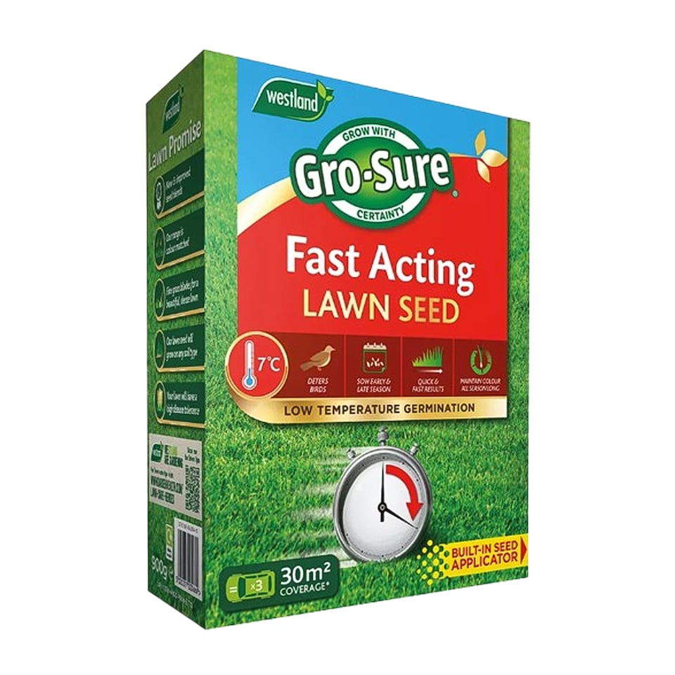 image 1 of Gro-Sure Fast Acting Lawn Seed 30 Square Meter Quick Growing Hard Wearing Grass Ideal for Bare Patches & Overseeding | Brown