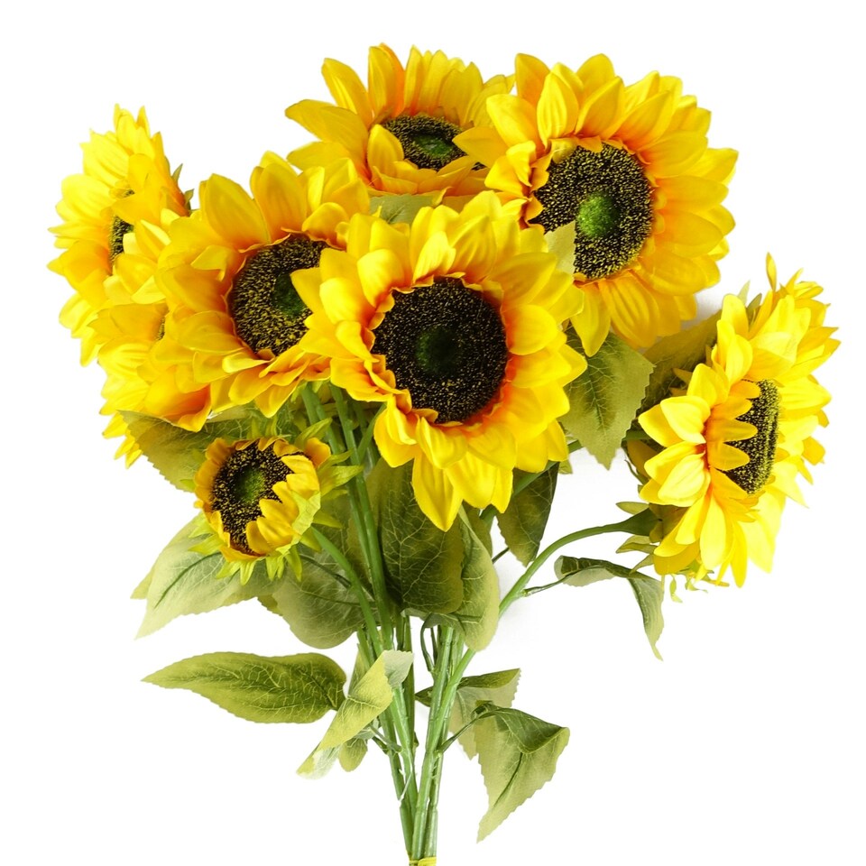 image 1 of Pack of 6 x 88cm Yellow Artificial Sunflower - 18 heads