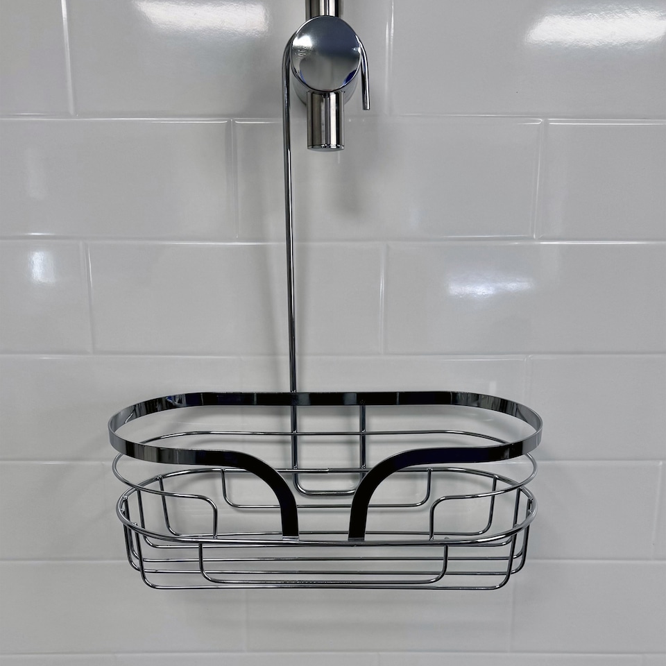 image 1 of Showerdrape Dante Chrome Mini Shower Caddy | Silver | 1