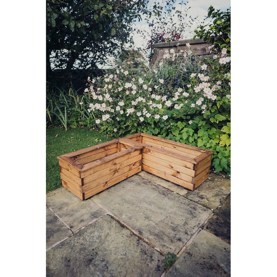 image 1 of Multi Pack of 3 - Valley Trough Large - Timber Garden Planter - L39 x W100 x H32 cm | Brown