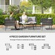 image 4 of Outsunny 4 Piece Outdoor Garden Furniture Set with Cushions, 4 Seater Garden Sofa Set with Loveseat, Armchairs and Faux Marble Top Table, Outdoor Furniture Set for Patio, Conservatory, Light Grey
