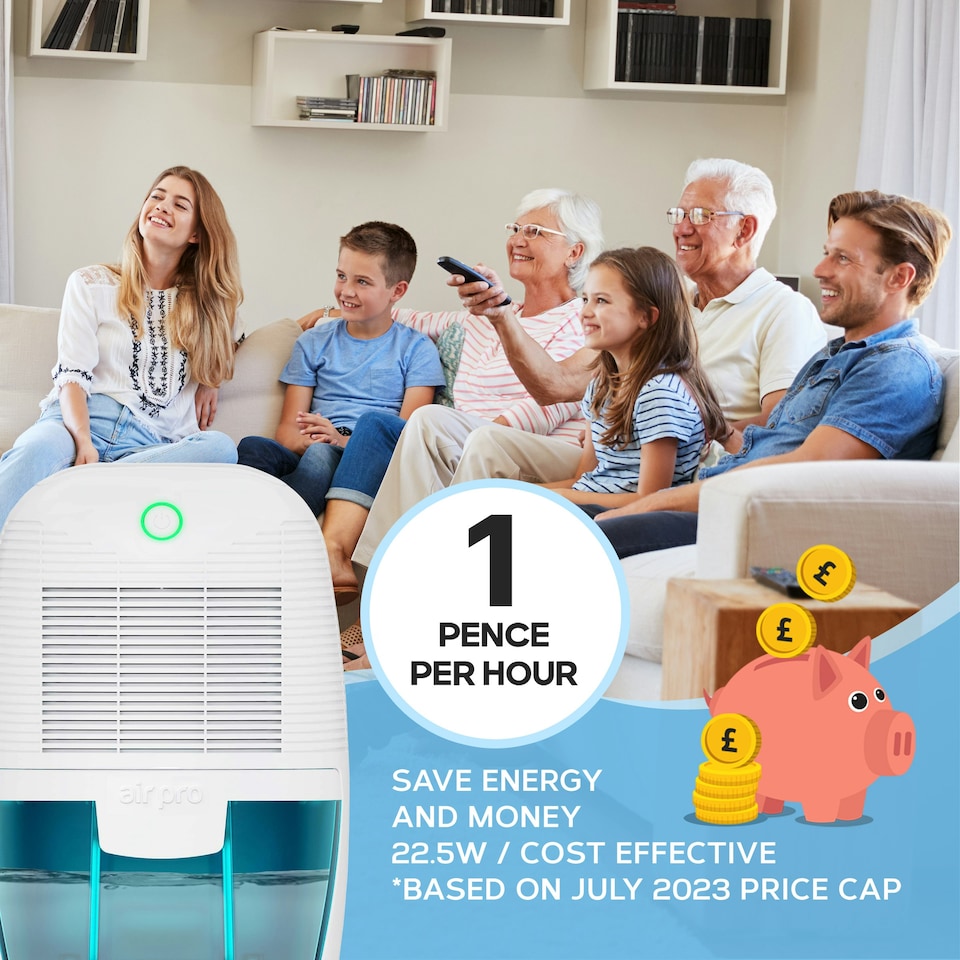 image 1 of Air Pro Mini Dehumidifier Portable Electric Mould & Damp Remover 300ml/Day  Moisture Absorber 600ml Water Tank Condensation Remover | White | White / Blue | 1