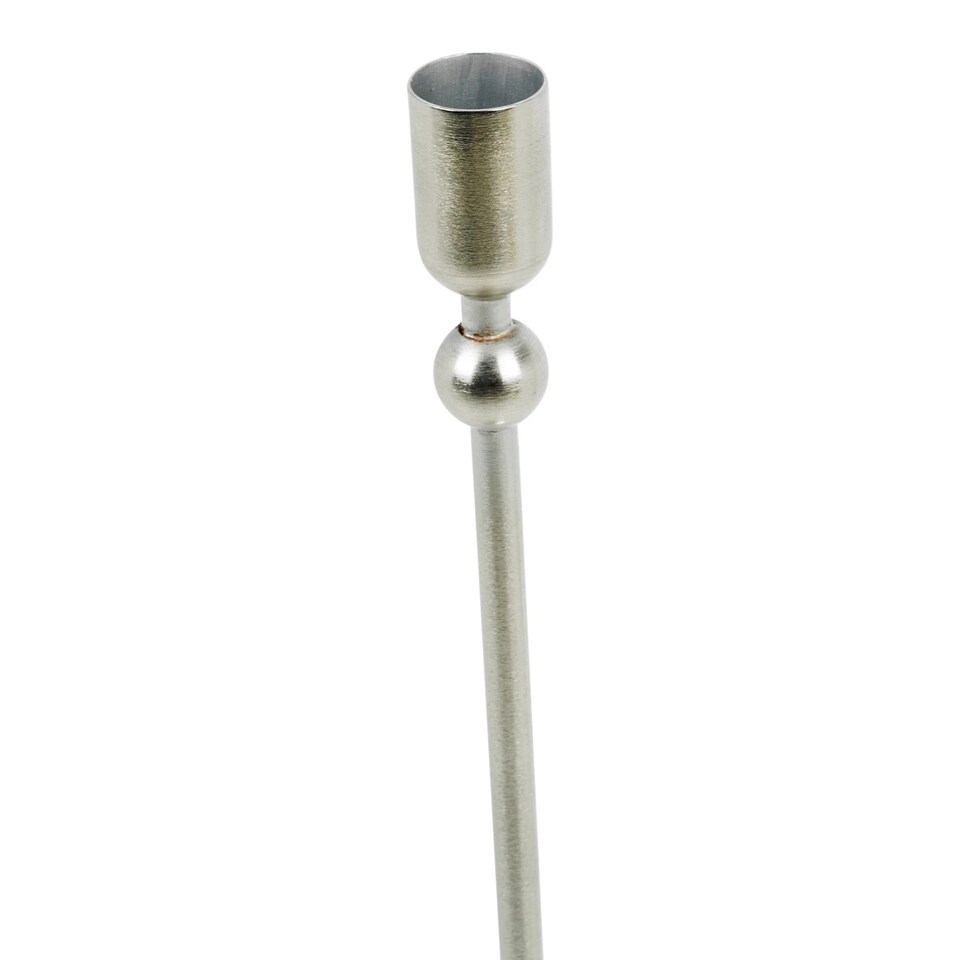 image 1 of 33cm Tall Metal Iron Taper Candle Stick Holder Dinner Table Wedding Party Decor | Silver | 1 x Silver