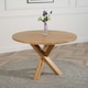 image 4 of Oregon Round Oak Dining Table with 4 Harvard Oak Chairs Brown