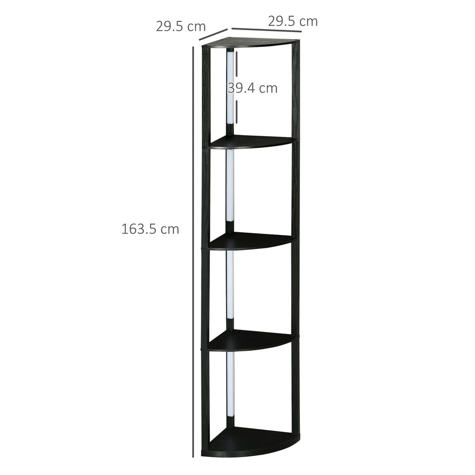 image 1 of HOMCOM Corner Floor Lamp with Dimmable Warm White LED Light, Black