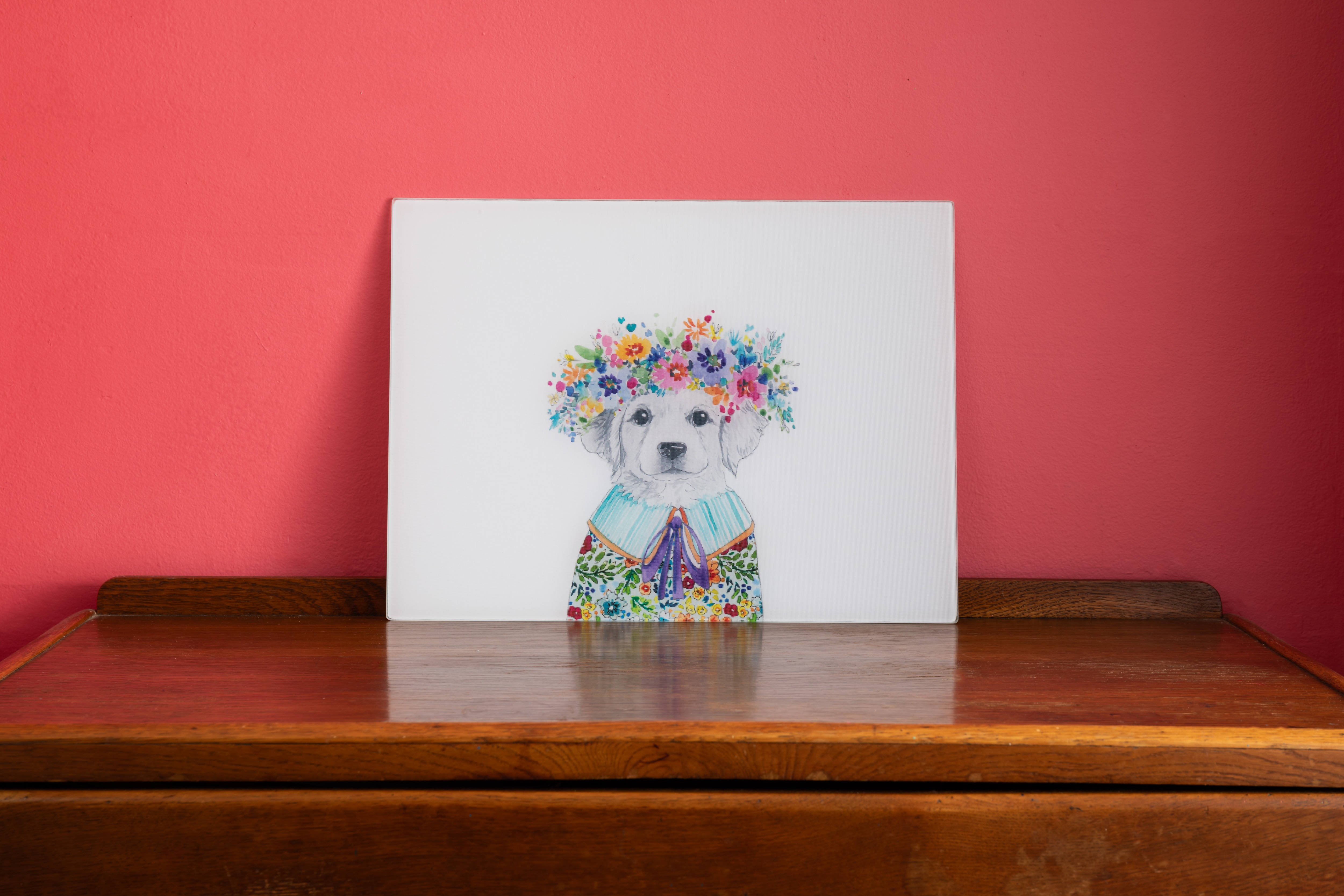 Mikasa TipperleyHill Glass Work Surface Protector, Colourful Puppy Design