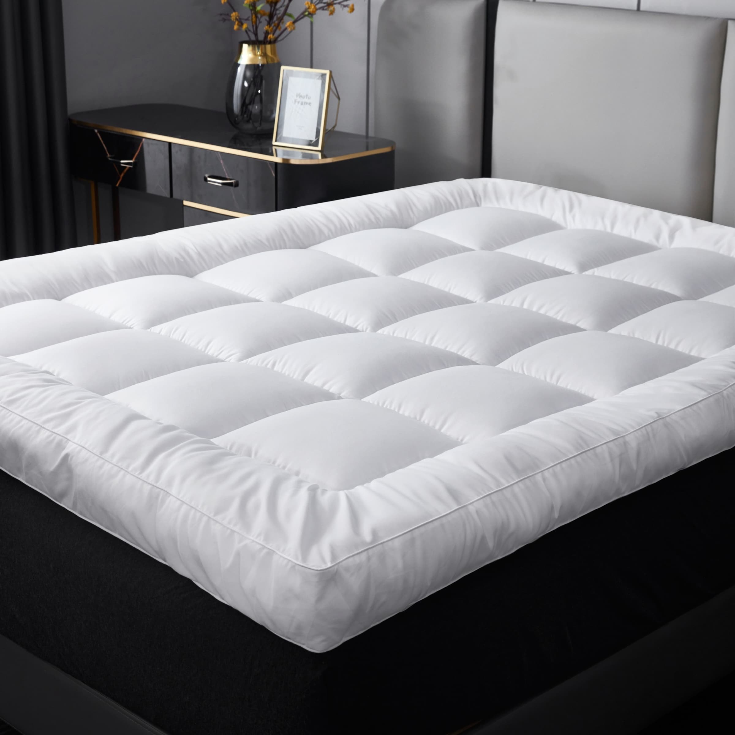 Ezysleep 4 Inch Thick Super Soft Microfibre Mattress Topper Deep Fill Comfort | White