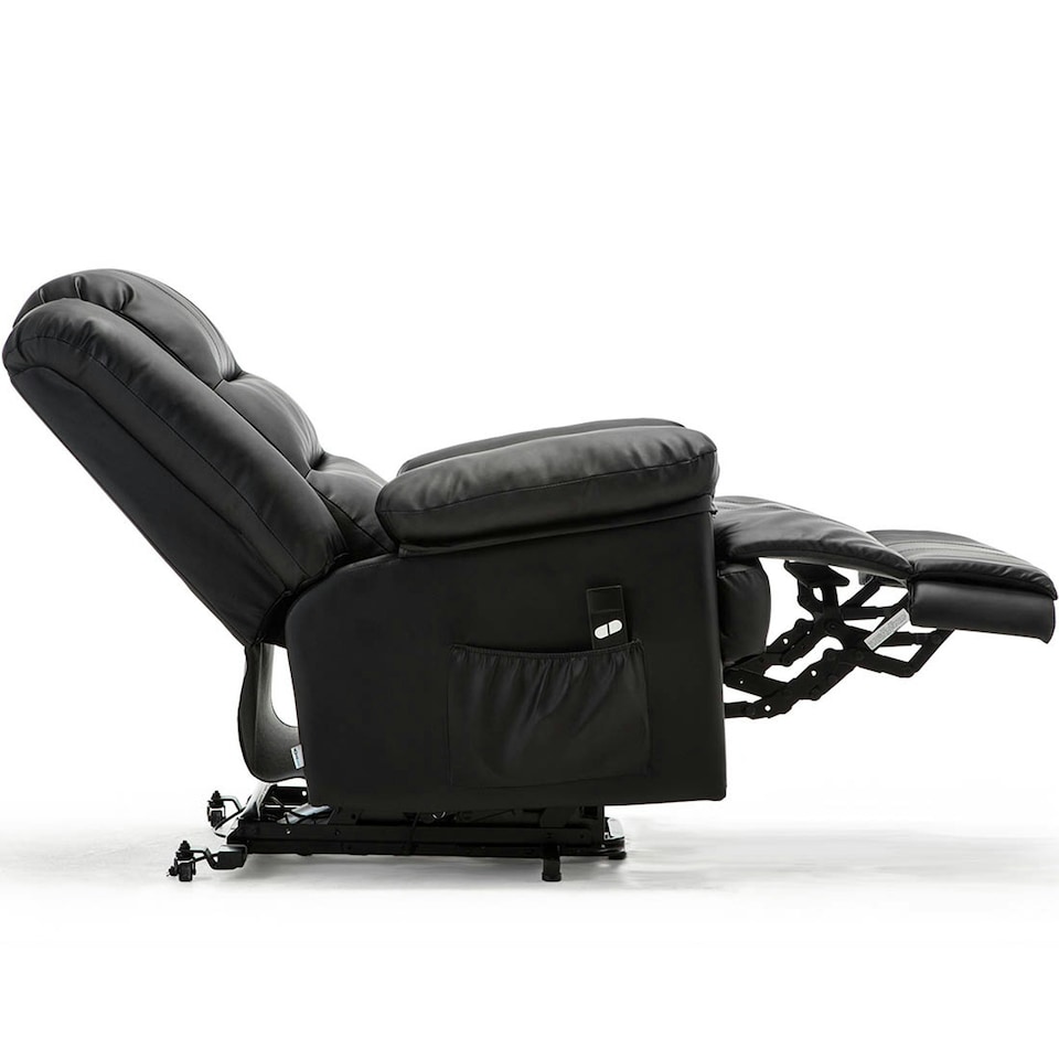 image 1 of Loxley Single Motor Electric Rise Recliner Bonded Leather Lift Chair (Black)