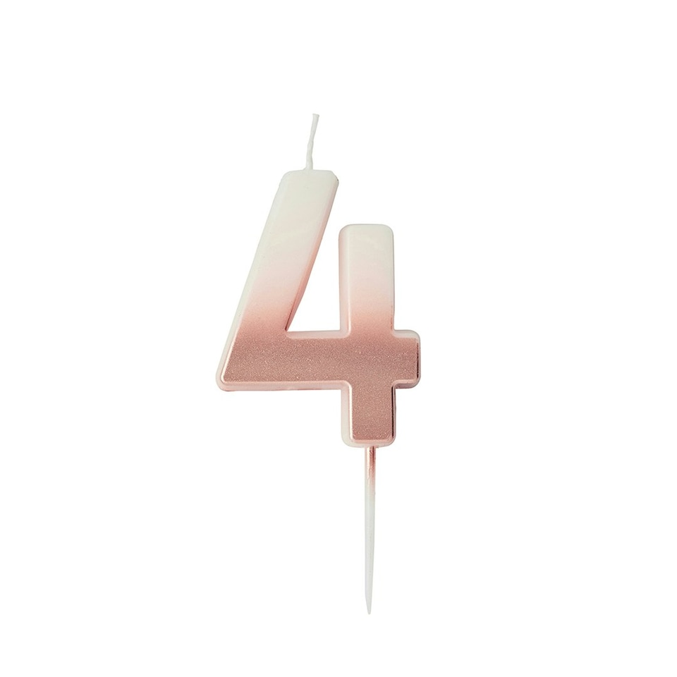 image 1 of Rose Gold Ombre Number '4' Celebration Candle