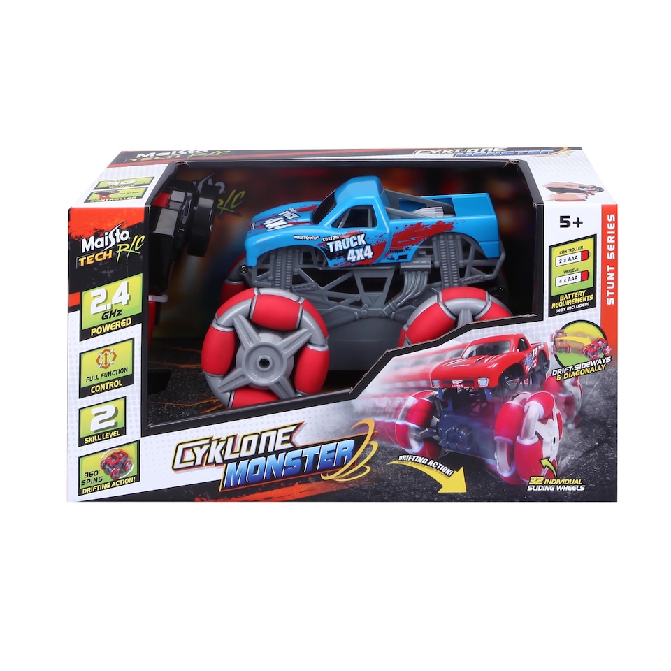 image 1 of CYKLONE Monster RC Car 2.4GHz 4WD Drift Truck with Multi‑Directional Roller Wheels
