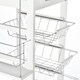 image 9 of HOMCOM Rolling Kitchen Cart, Utility Storage Cart with 4 Basket Drawers & Side Racks, Wheels for Dining Room, White