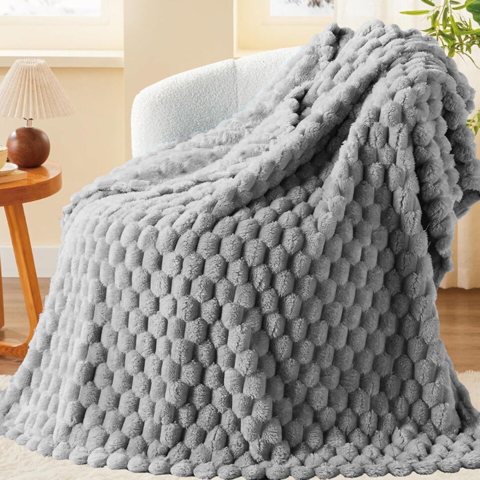 image 1 of Velosso Chunky Popcorn Faux Rabbit Fur Blanket