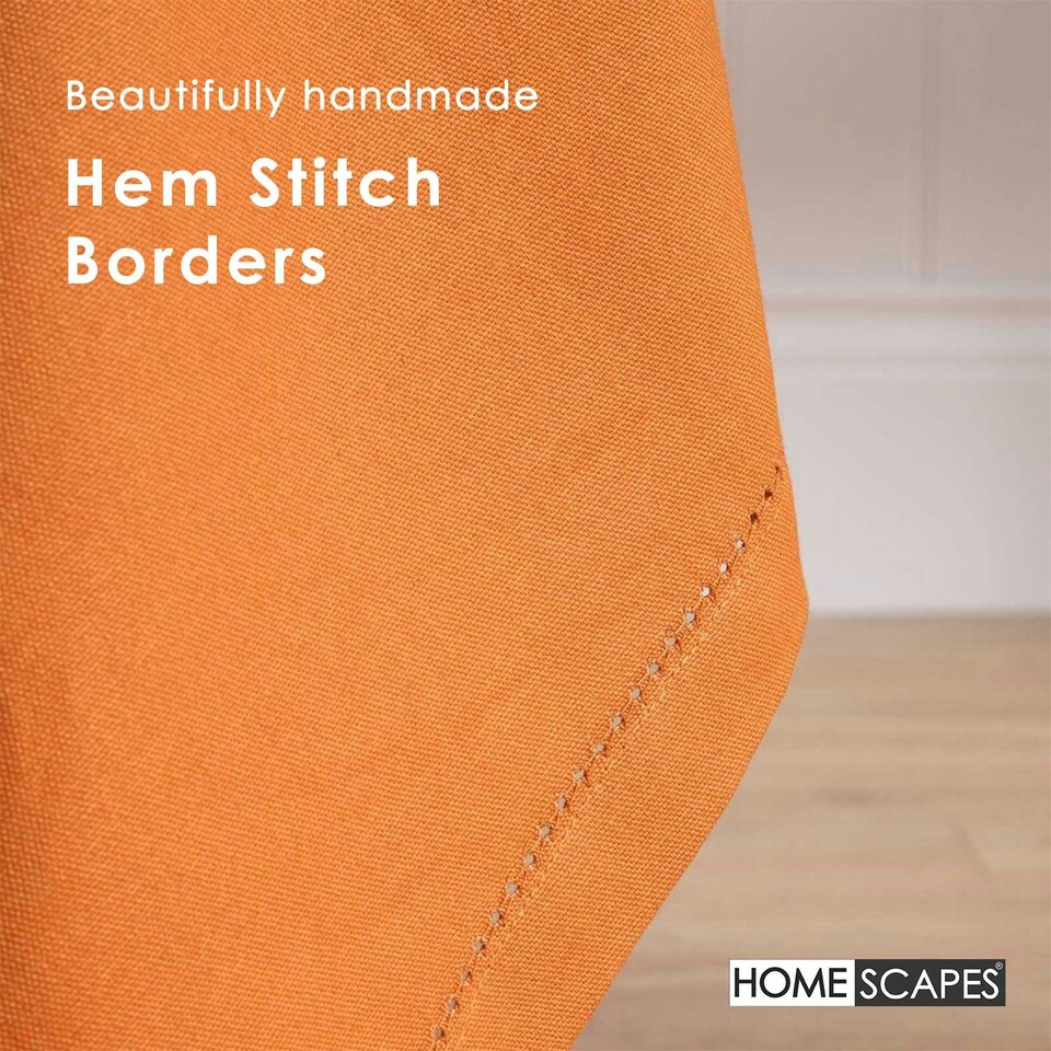 image 1 of Homescapes Burnt Orange Cotton Tablecloth - 137 x 228 cm Orange