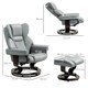 image 7 of HOMCOM PU Leather Manual Reclining Armchair Footstool Padded Seat Light Grey