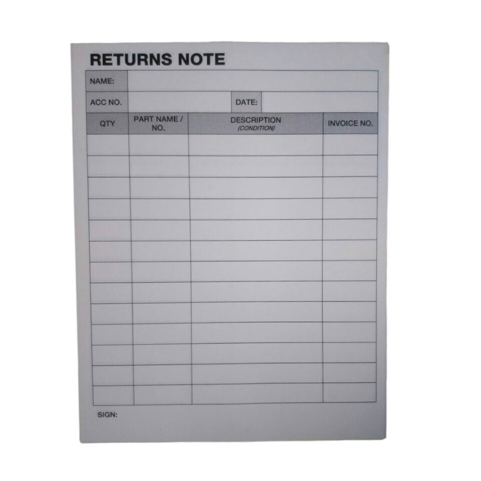 image 1 of A5 50 Sheets Non-Carbon Required Returns Note Book